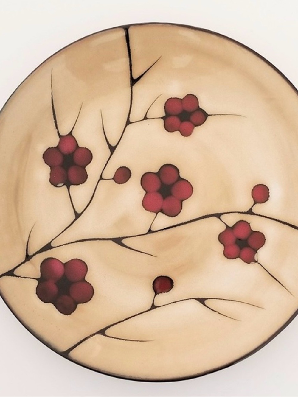 Vintage Pfaltzgraff Studio Aster 11”Plate Floral Berry Beige Burgundy Rustic